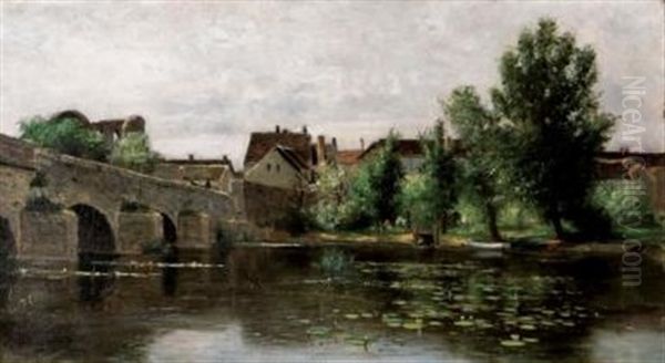 The Old Bridge At Grez/queen Blanche's Chateau Sur Loinge - view 1