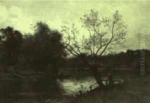Landscape With Rowboat At Twilight by James Macdonald Barnsley