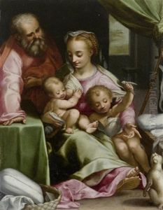 Heilige Familie Mit Katze by Federico Barocci