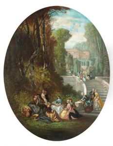 Fete Galante Dans Un Parc by Henri Charles Antoine Baron
