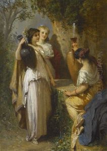 Antike Brunnenszene Mit Frauen Und Amphoren by Henri Charles Antoine Baron