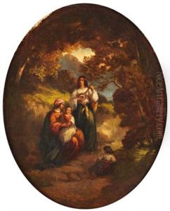 La Pause Musicale En Foret by Henri Charles Antoine Baron