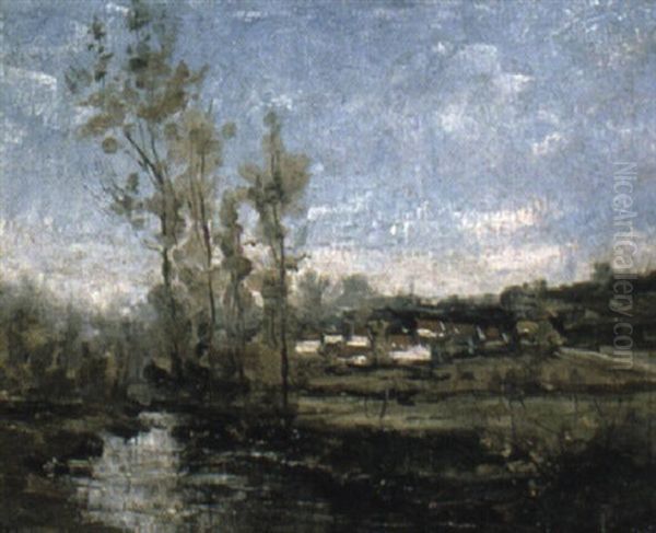 A River Landscape With Cottages Beyond - view 1