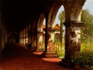 A Mission Courtyard In Bloom by William Barr