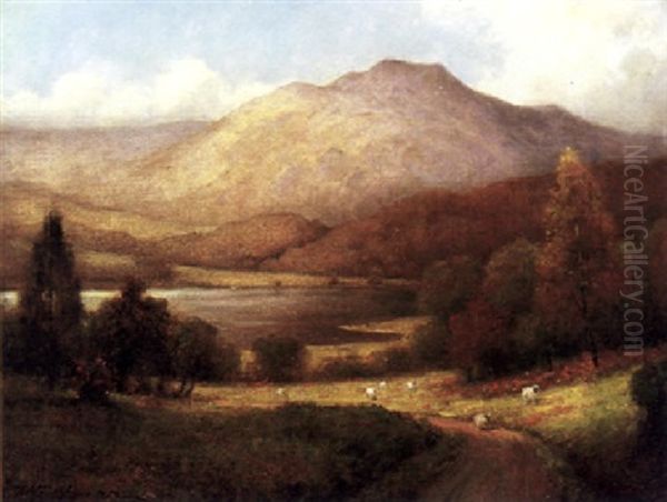Sheep Along A Path In A River Valley - view 1