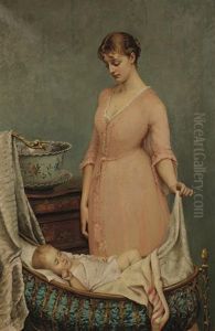 Woman And Sleeping Child by George Hamilton Barrable
