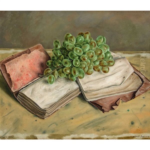Nature Morte Aux Raisins Et Livres - view 1