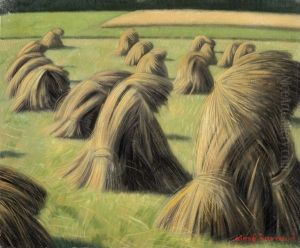 Landschaft Mit Getreidegarben by Aime Victor Barraud