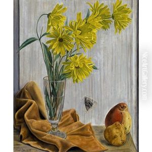 Stillleben Mit Blumen, Birnen Und Nachtfalter by Aime Victor Barraud