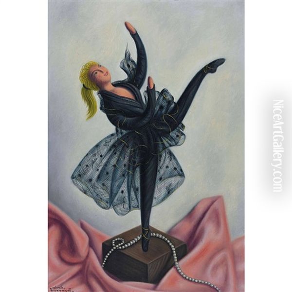 Stillleben Mit Ballerinafigurchen Und Perlenkette - view 1