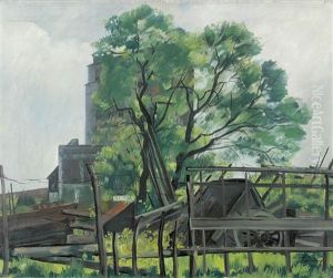 Landschaft Bei Paris Mit Zaun Und Karren