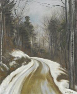 Winterlicher Waldweg by Aime Victor Barraud