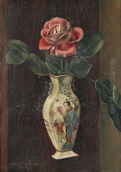 Stillleben Mit Rose In Chinesischer Vase - view 1