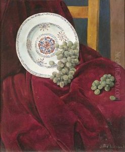 Nature Morte A L'assiette Et Aux Raisins