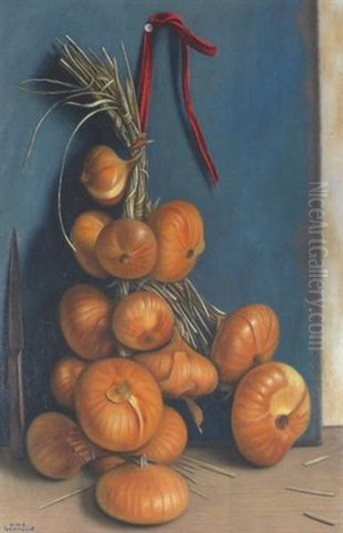 Stilleben Mit Zwiebelbund Und Messer - view 1