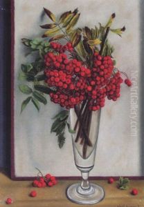 Ebereschenbeeren In Glasvase by Aime Victor Barraud