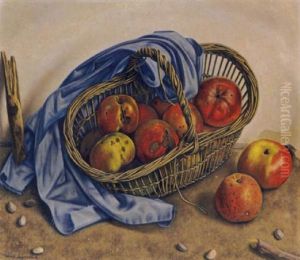 Stilleben Mit Apfeln In Einem Korb by Aime Victor Barraud