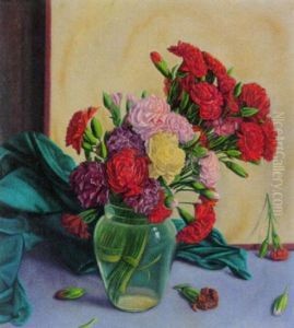 Stilleben Mit Nelkenstrauss by Aime Victor Barraud