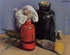 Stilleben Mit Malerutensilien by Aime Victor Barraud