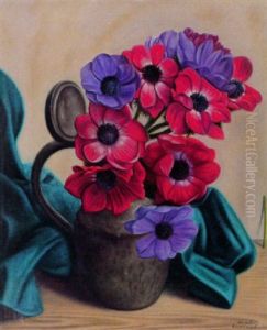 Stilleben Mit Roten Und Violetten Dahlien Stilleben Mit Roten Und Violetten Dahlien