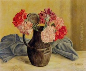 Stilleben Mit Nelkenstrauss by Aime Victor Barraud