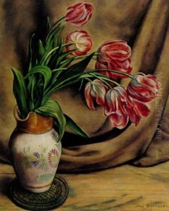 Nature Morte Au Bouquet De Tulipes by Aime Victor Barraud