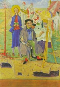 Surrealistische Komposition Mit Selbstportrat by Aime Victor Barraud