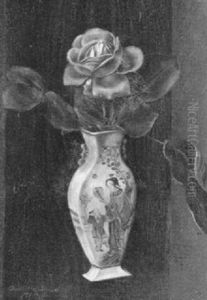 Rose In Szenisch Bemalter, Chinesischer Vase