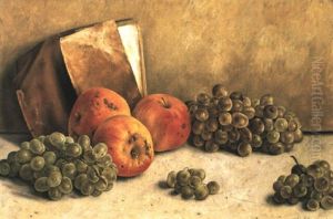 Stilleben Mit Trauben, Apfeln Und Zerrissenem Buch by Aime Victor Barraud