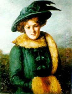 Portrait Of A Young Woman In A Fur Stole by Francis Barraud