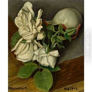 Nature Morte Aux Roses Blanches by Francois Emile Barraud