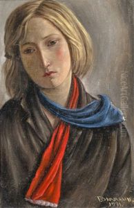 Marie A L'echarpe Rouge Et Bleue