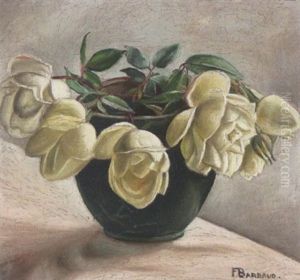 Stillleben Mit Weissen Rosen In Blauer Vase Stillleben Mit Weissen Rosen In Blauer Vase