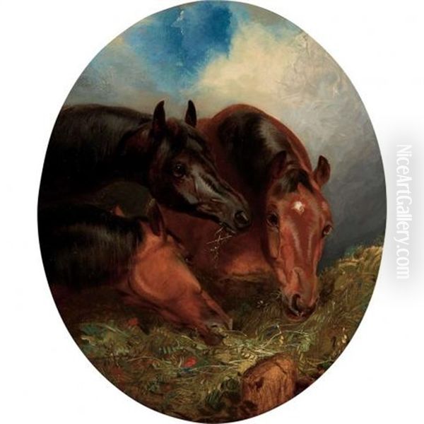 Three Horses At A Trough - view 1