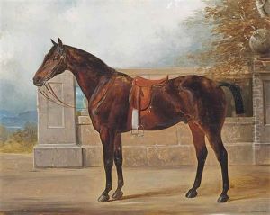 Bay Hunter Before A Balustrade by Henry Barraud