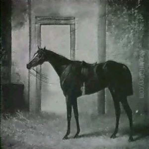 Blink Bonny, A Bay Racehorse In A Stable by Henry Barraud