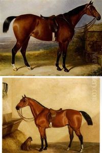 A Bay Hunter In A Landscape A Bay Hunter In A Stable by Henry Barraud