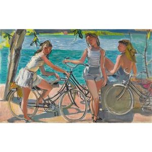 Trois Jeunes Filles A Velo