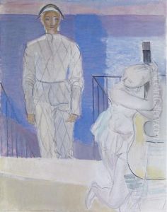 Arlequin Et Femme A La Guitare by Maurice Barraud