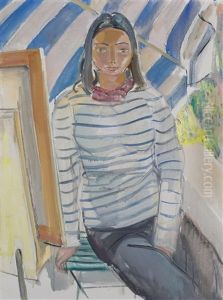 Madchen In Blau-weiss Gestreiftem Pullover Madchen In Blau-weiss Gestreiftem Pullover