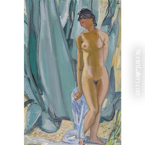Stehender Weiblicher Akt Vor Agave - view 1