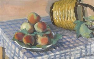 Stillleben Mit Pfirsichen Und Flechtkorb by Maurice Barraud