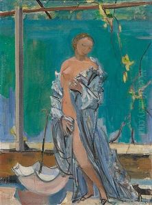 Stehender Weiblicher Akt Mit Tuch by Maurice Barraud