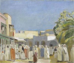 Orientalische Marktszene In Biskra by Maurice Barraud