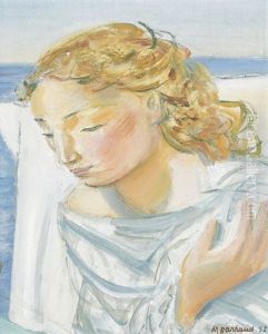 Blonde Frau Am Meer by Maurice Barraud