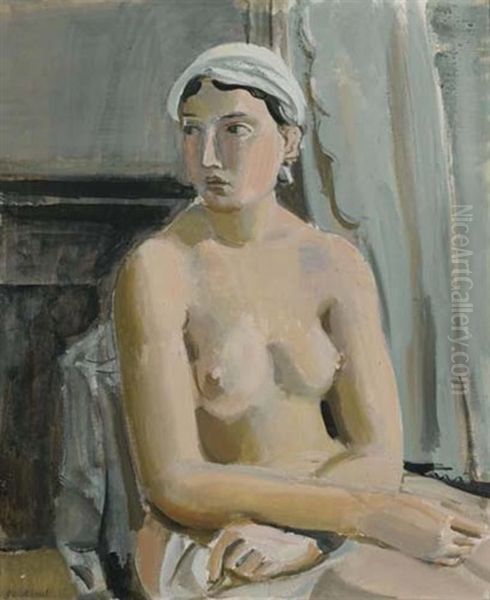 Jeune Fille Nue Assise Au Foulard - view 1
