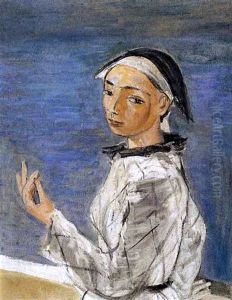 Isabelle En Arlequin (study) by Maurice Barraud