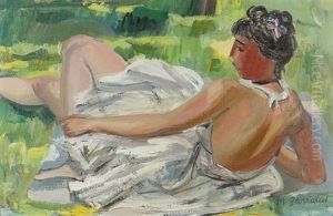 Danseuse Dans Un Pre by Maurice Barraud