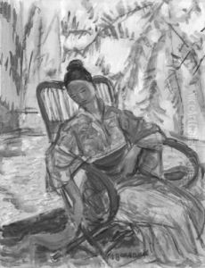 Dame Au Chat Blanc by Maurice Barraud