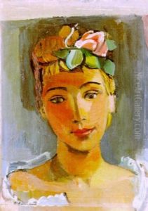 Bildnis Einer Dame Mit Blumen Im Haar by Maurice Barraud
